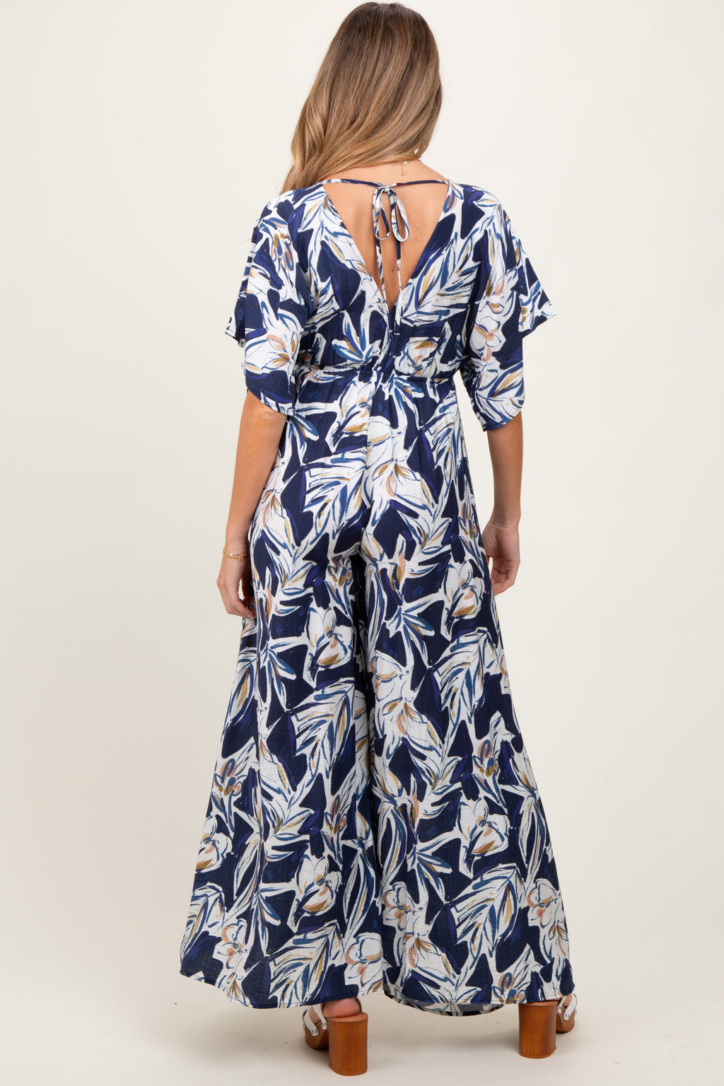 Blue Tropical Floral Maternity Maxi Dress