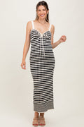 Black White Printed Knit  Fitted Maternity Dress