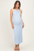 Sky Halter Ribbed Knit Maternity Maxi Dress
