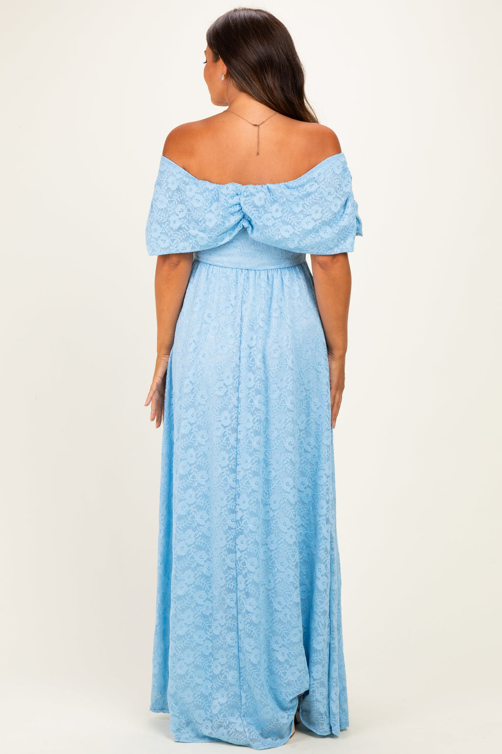 Light Blue Lace Maternity Maxi Dress