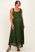 Olive Sleeveless Lace Maternity Maxi Dress
