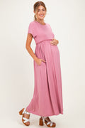 Lilac Ruffle Trim Maternity Maxi Dress