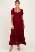Burgundy Lace Maternity Maxi Dress