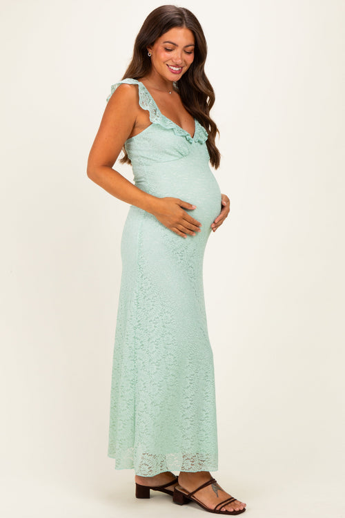Aqua Textured Short Sleeve Sweetheart Maternity Maxi Dress