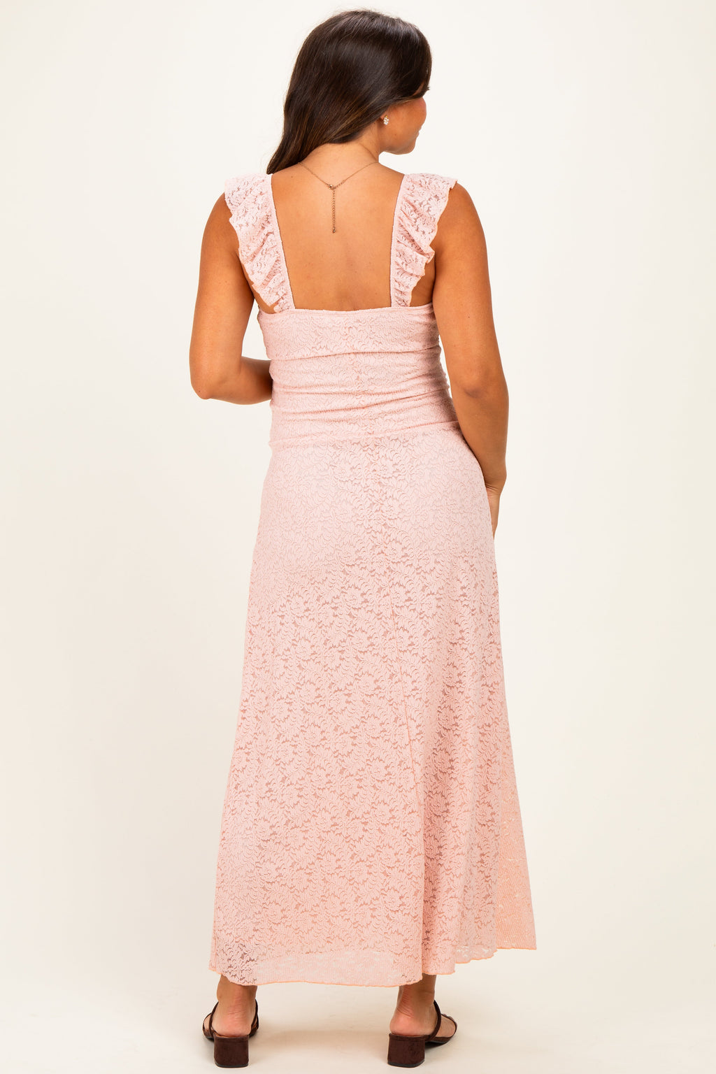 Pink Textured Short Sleeve Sweetheart Maternity Maxi Dress