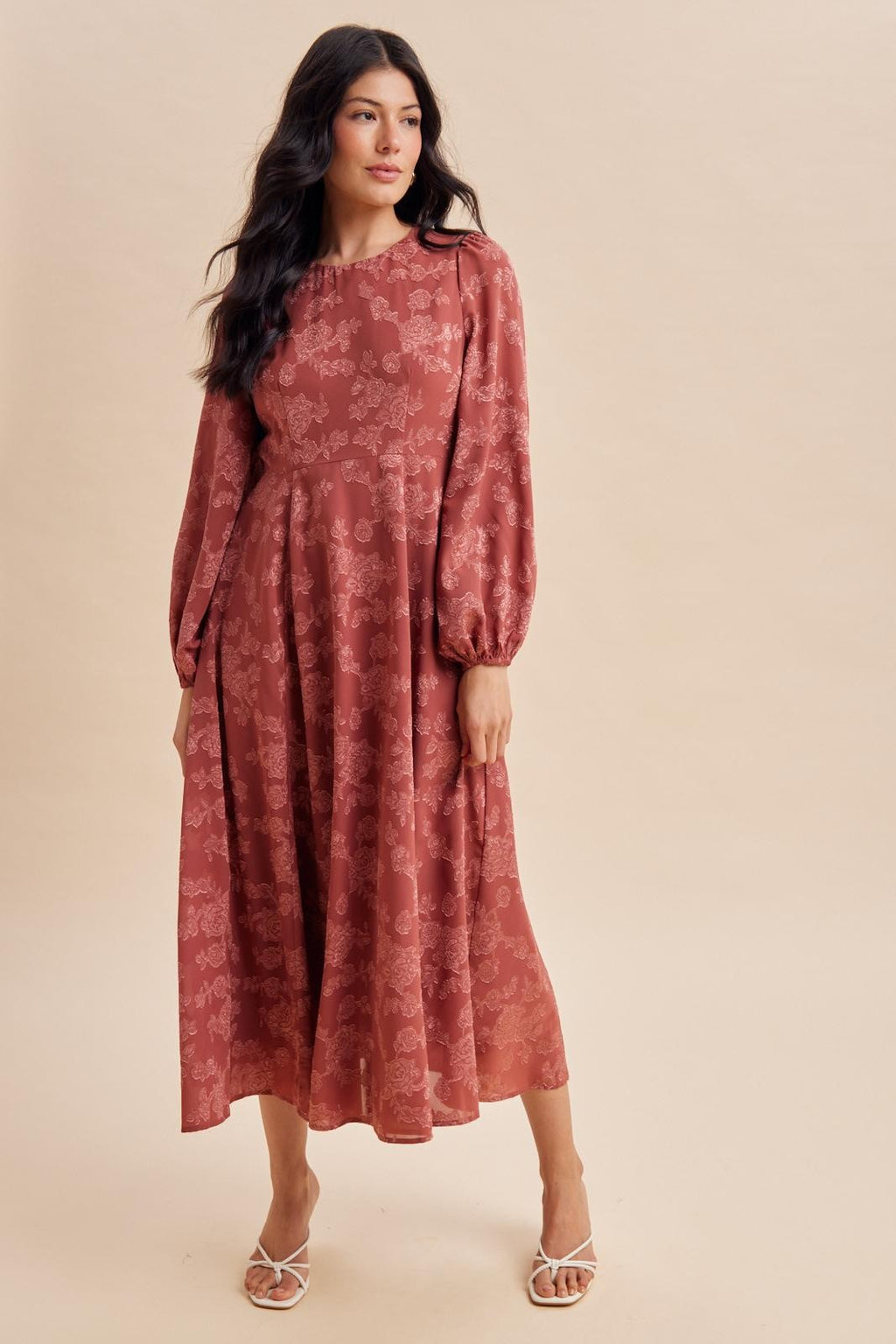 Rosewood Embossed Velvet Floral Maternity Maxi Dress