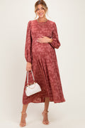 Rosewood Embossed Velvet Floral Maternity Maxi Dress